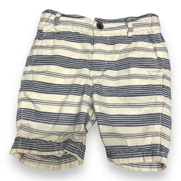 Children's Place‎ Boys Shorts Size 4 Blue Off White Striped Adjustable Waist