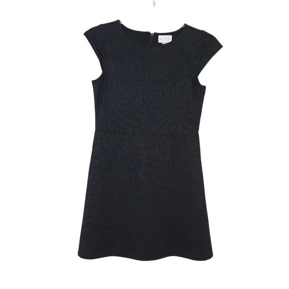 Children's Place Black Dress Large 10-12 Tonal Leopard Print Sleeveless, Zip Up