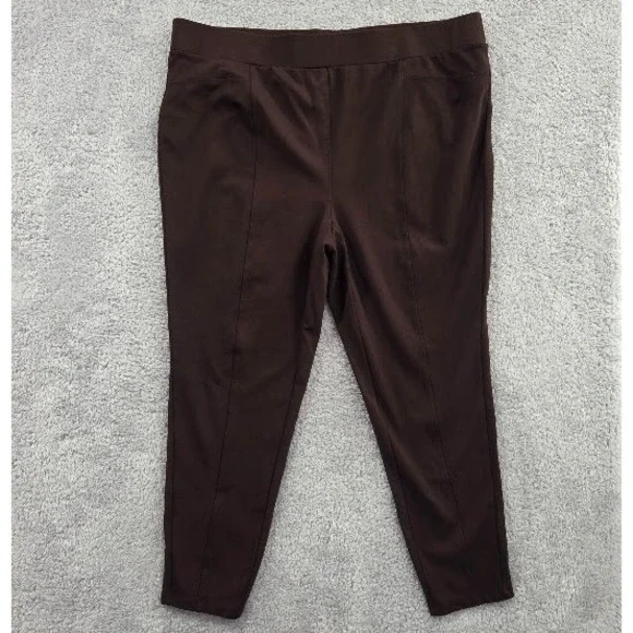 Intro Love The Fit Ponte‎ Pants Women's 3X Chocolate Brown Stretch Front Seam