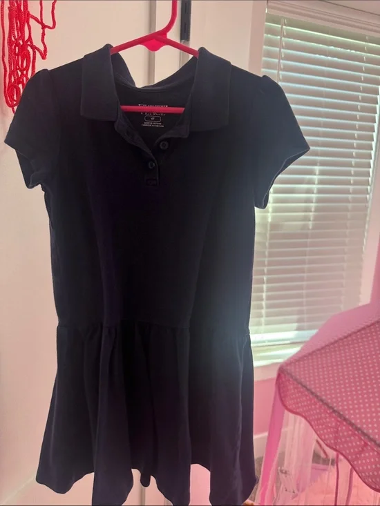 The Children's Place Black Polo Dress with Short Sleeves- Uniform