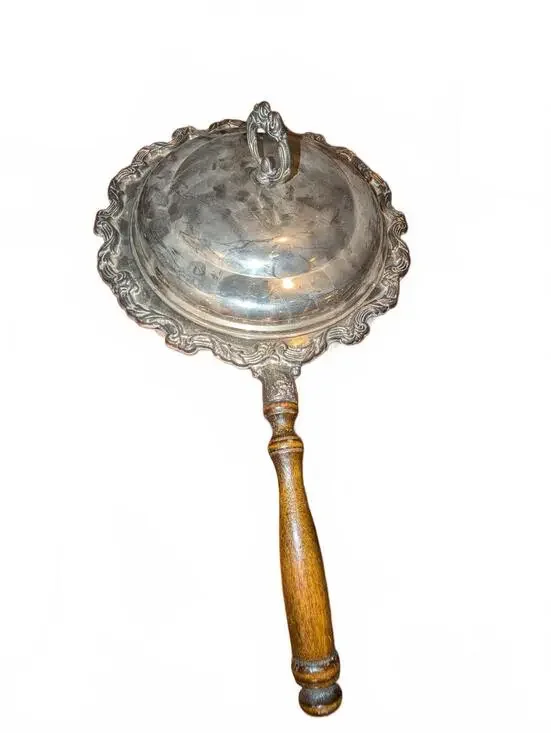 Vintage Silver Handled Covered Pan with Ornate Edge