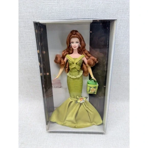 Mattel Birthday Wishes Barbie Doll Green Satin‎ Gown Auburn Hair Collector New