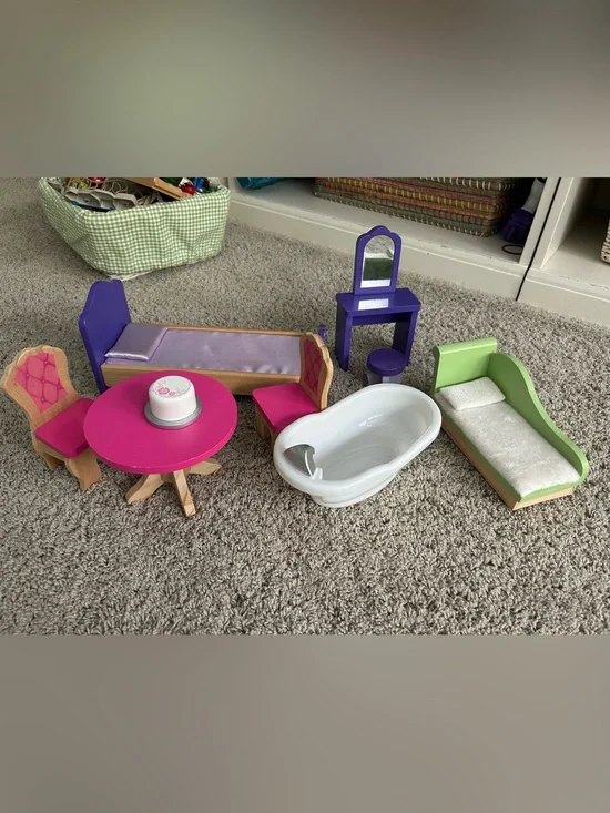 Kid Kraft Wooden Barbie Dollhouse Furniture Set 9 Pieces