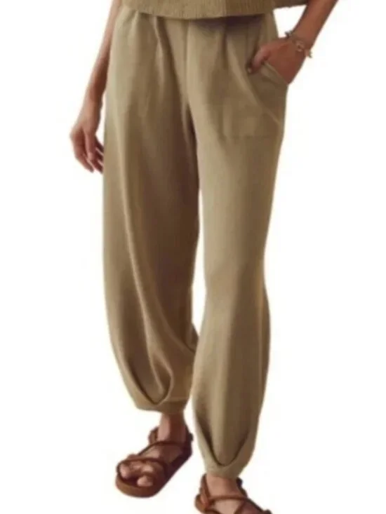 Free People Olive Green Relaxed Jogger Track Pants