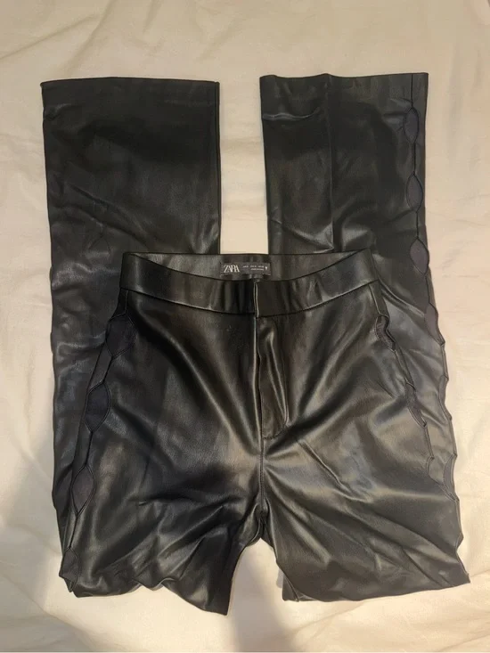 Zara Black Faux Leather cut out Pants