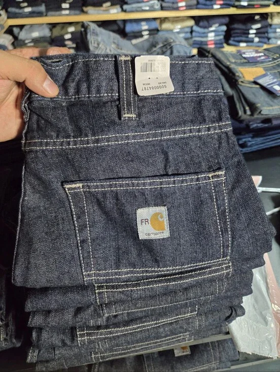 Carhartt Men’s Dark Indigo Fr Relaxed Fit Work Jeans