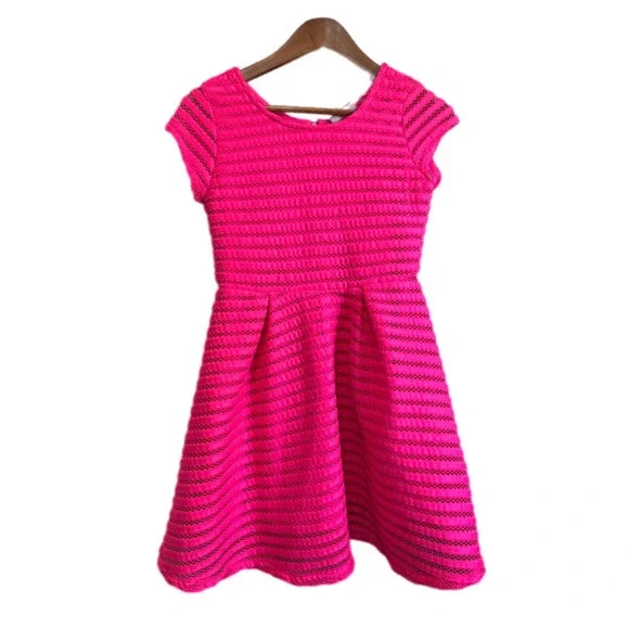 The Children's Place Dress Kids XL 14 Pink Excellent Textured Fit‎ & Flare