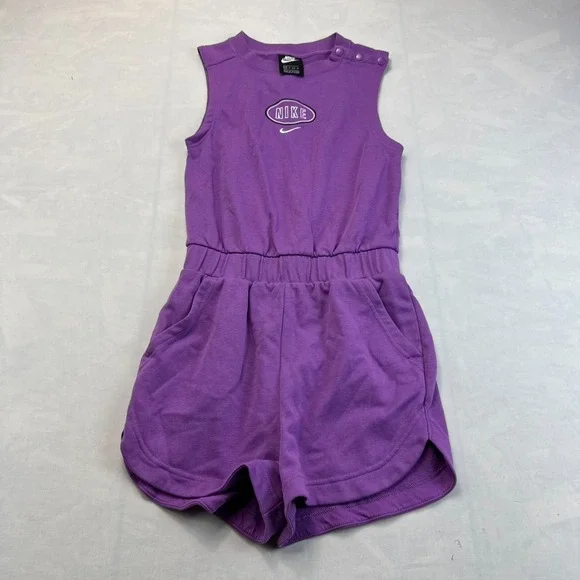 Nike Romper Sweatsuit Womens XS Purple Athletic Fit Sleeveless Elastic Waist