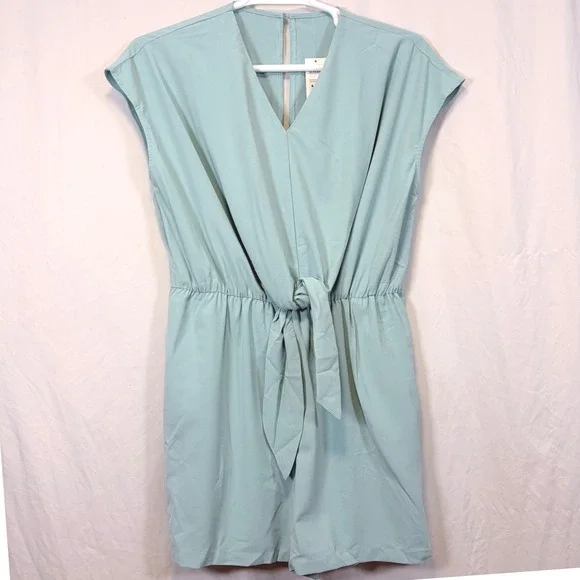 Live On The Edge‎ Romper Front Tie Elastic Waist Light Teal Blue XL