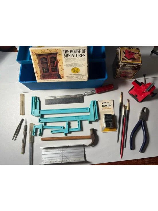 Lot Of Dollhouse  / Dollhouse Furniture Building Tools X-Acto, Coping Saw, Clamp