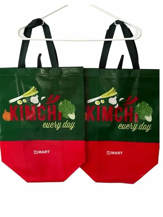 HMart Kimchi Every Day Tote Bag Set (2) – Rare K‑Food Grocery Totes NWOT