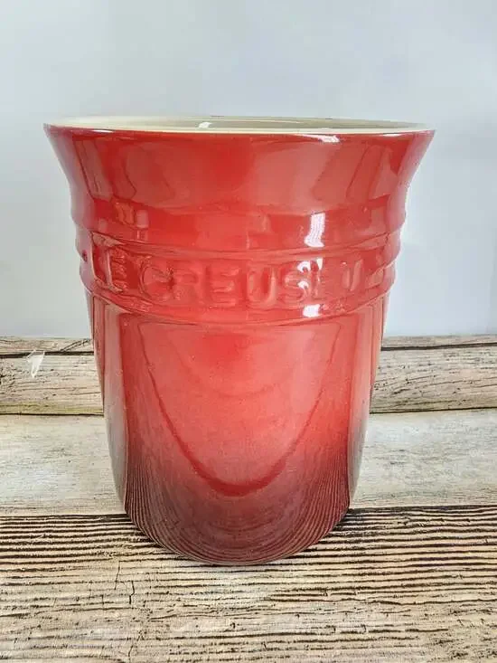 Le Creuset Stoneware Utensil Crock Holder Cerise Cherry Red Ombré 5x6in