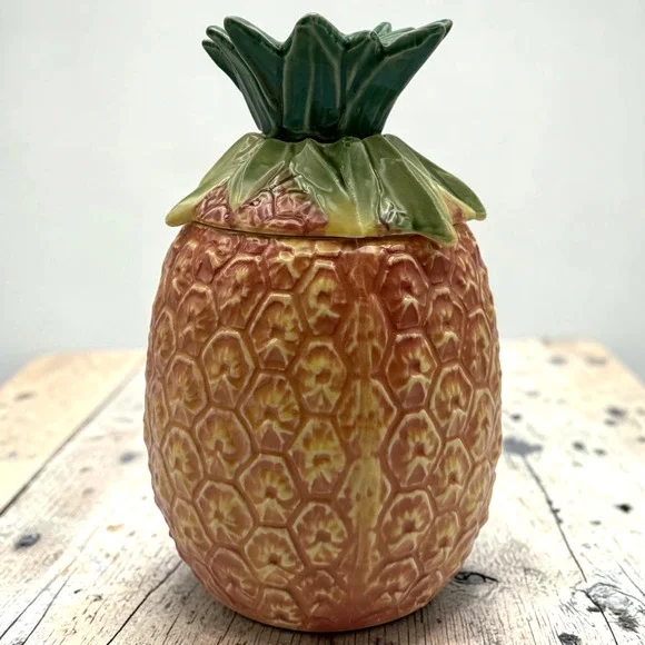 Vintage McCoy Pineapple Cookie Jar with Lid Ceramic Fruit USA Canister 10
