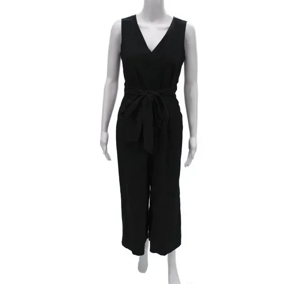 J Crew Women Black V-Neck Sleeveless Jumpsuit Size 6