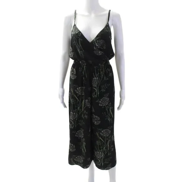 Wilfred Womens Jumpsuit Black Floral V-Neck Sleeveless Polyester Size XS