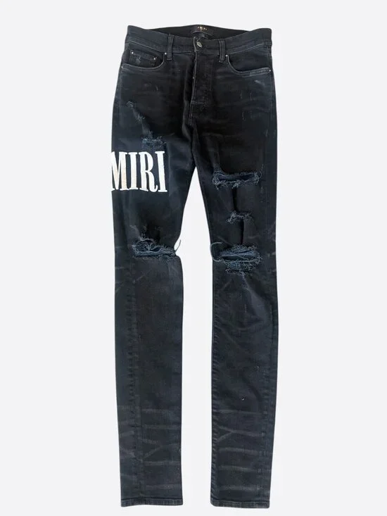 Amiri Black & White Core Applique Logo Jeans
