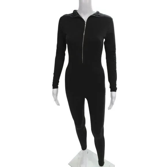 Bump Suit Women Maternity Jumpsuit Long Sleeve Round Neck Black Size S