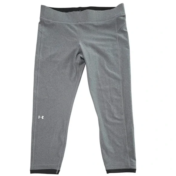 Under‎ Armour HeatGear Athletic Capri Leggings Running Gym Fitness Gray SZ XL