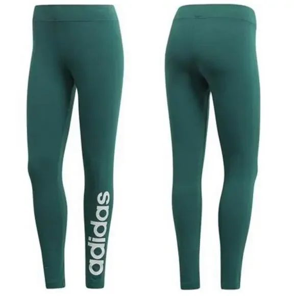 Adidas Essentials Linear Legging Forest Green White Logo FM6691