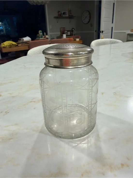 Clear Glass Storage Jar with Silver Lid - Home Kitchen