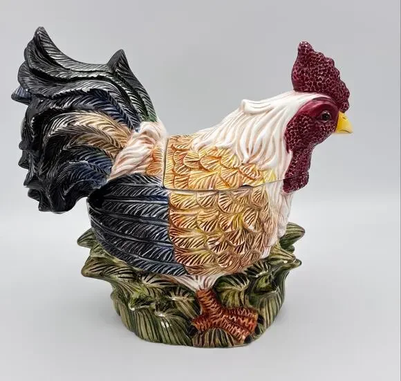 Rooster Cookie Jar Jay Import Ceramic Farmhouse Country Cottage Kitchen  Decor