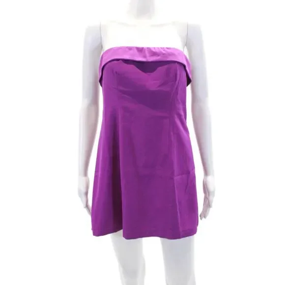 Hello Molly Womens Strapless High Rise Romper Berry Purple Size Medium
