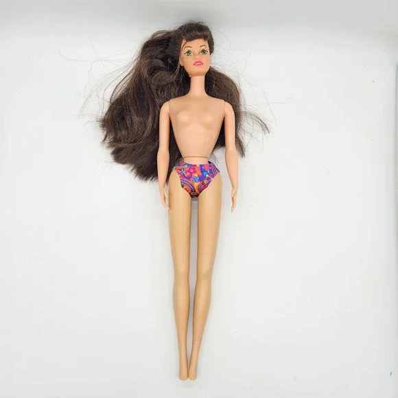 Vintage Barbie Doll Brunette Hair 1990 Mattel Body 1966 China Swimsuit