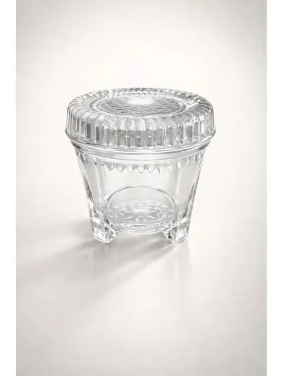 Vintage Cut Glass Crystal Salt Cellar with Lid - Elegant Table Accent