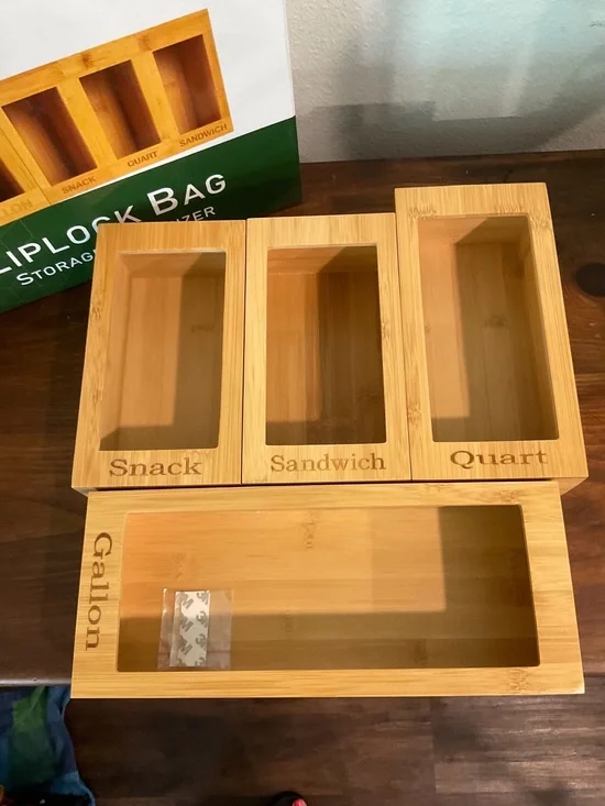 Brand New Bamboo Ziplock Bag Organizer - Natural