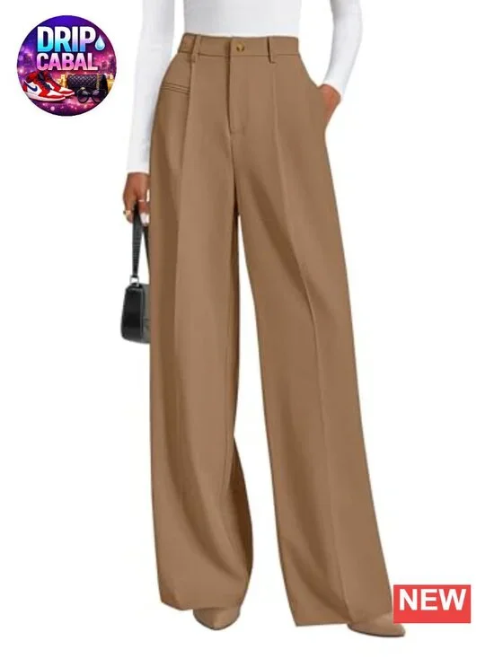 Wide Leg High Waisted Work Pants Women Palazzo Trousers Business Casual Slacks