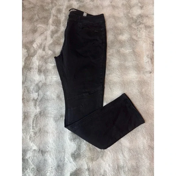A Tiziano Mens Black Moto Panel Denim Size 44 Streetwear Cotton Stretch-0589