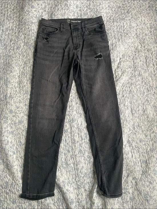 Original Use Men's Charcoal Black Slim Straight Jeans