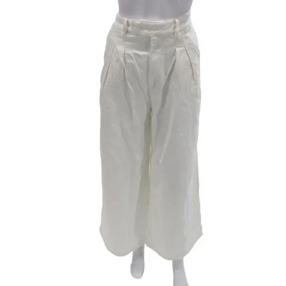 The Frankie Shop Women White Cotton Zip Pants Beach Size L