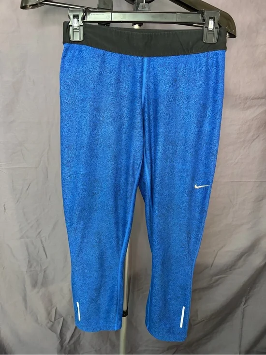 Nike Blue Athletic Leggings with Black Waistband