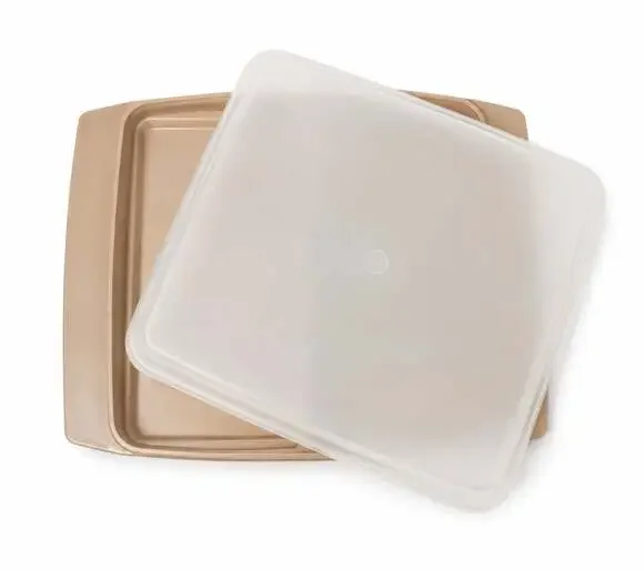 Vintage Tupperware Almond Rectangular Food Carrier or Cake Server with Sheer Lid