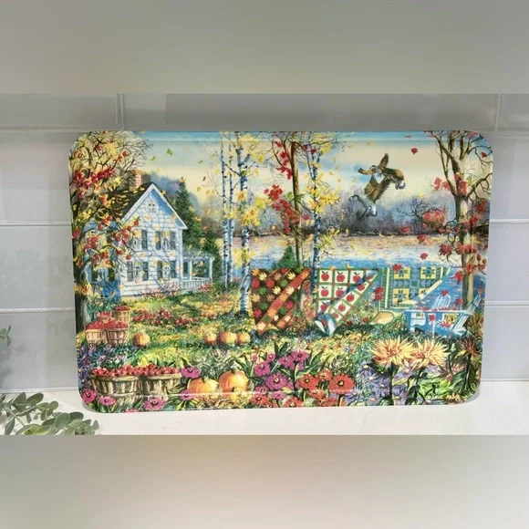 Vintage Rectangular Tray With Diane Phalen Watercolors Design 17.5”x12”
