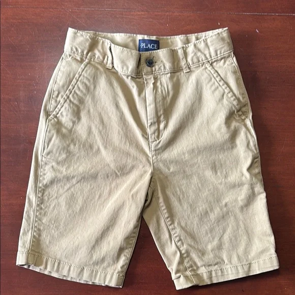 The Children's Place Tan Chino Uniform Shorts Cotton Blend