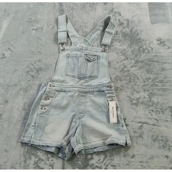 Juicy Couture Women's XS Denim Shortalls Overall Romper Light Wash JC558-OVRL
