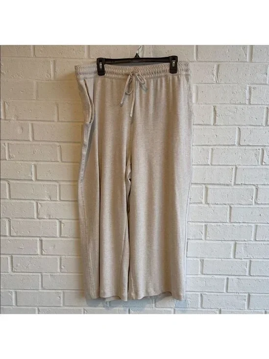 Lands' End Sport Knit High Rise Pull On Elastic Waist Wide Leg Crop Pants Sz XL