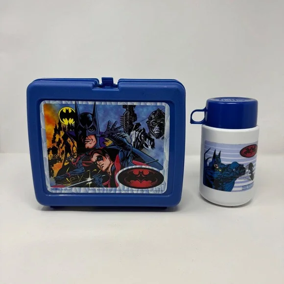 Vintage 1997 DC Comics Batman Robin Superhero‎ Lunchbox and Thermos LOT
