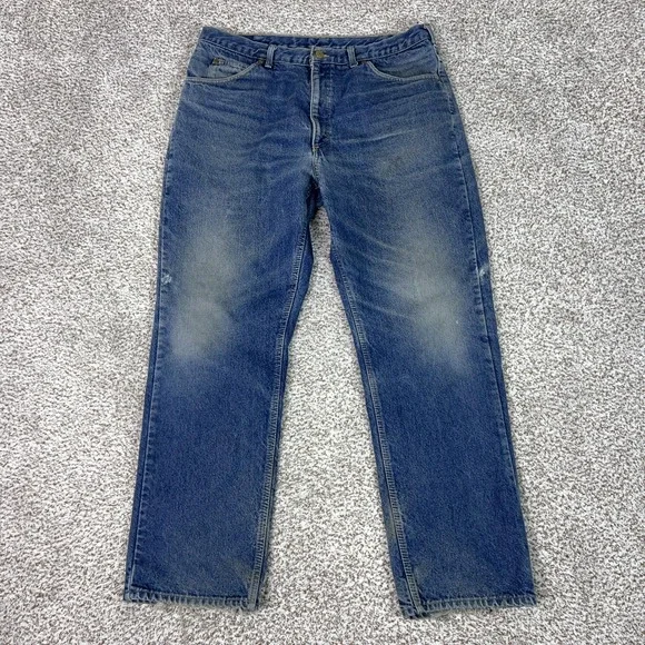 Vintage OshKosh Bgosh Jeans Mens 38x32 Blue Flannel Lined Plaid Straight Leg USA
