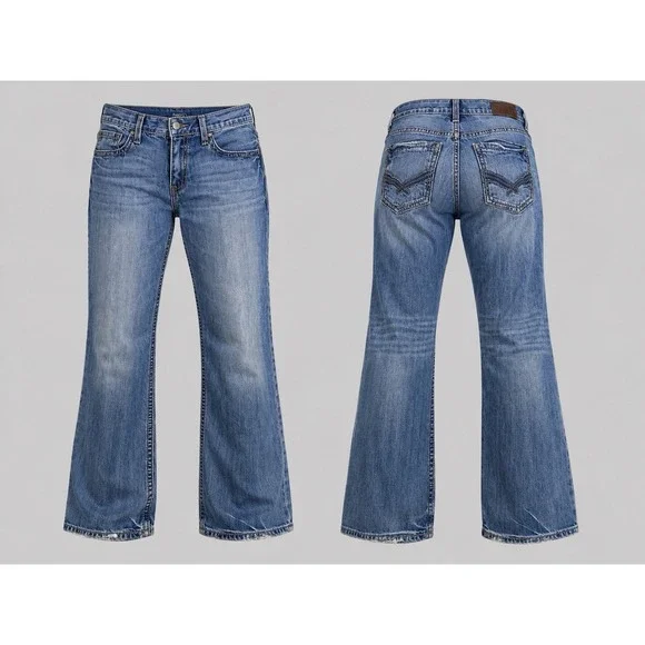 BKE Buckle Carter Straight Jeans Men 34R  Blue Fade Whiskered Western Denim