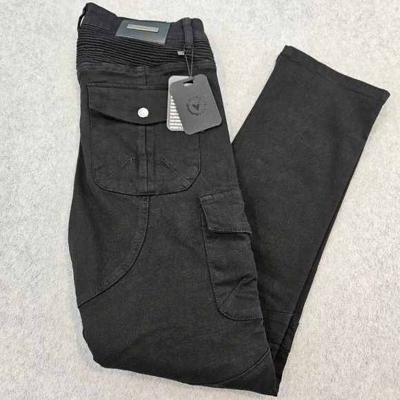 Volero Safety & Innovation Mens Black Motorcycle Riding Cargo Jeans Size S M NWT