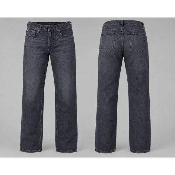 Rag & Bone Jeans Men's 33X32 Black BLACK  Fit 2  Slim Button ZIPPEr