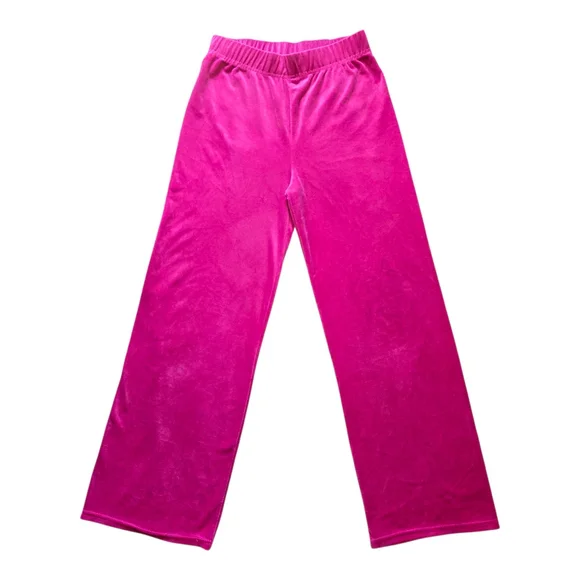 New Mix Classic Pink Velour Wide Leg Pants Womens M Lounge Pull On