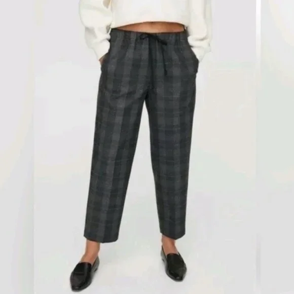 Aritzia Group Babaton Jimmy Pullon Pants‎ Trousers Ankle size M Gray Pockets