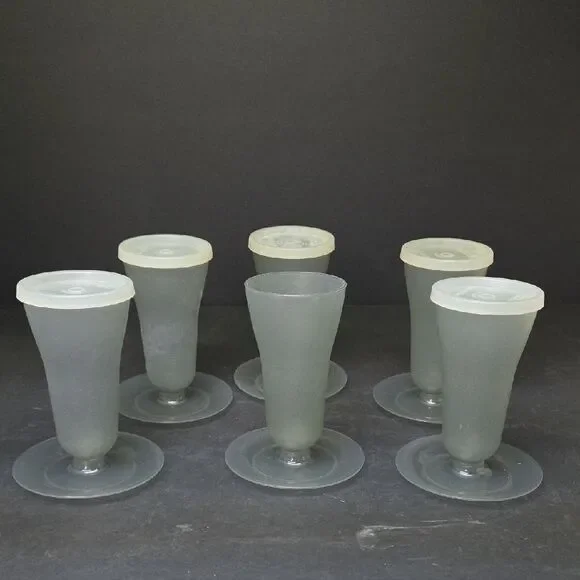 Vintage Tupperware Cups 754 Tall Sundae Parfait Set‎ Of 6 Smoke Gray
