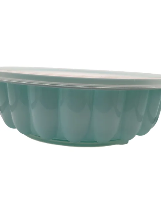 ​Vintage Tupperware Jel-Ring Jello Mold Light Teal Blue 2 Piece Set Gelatin Mold