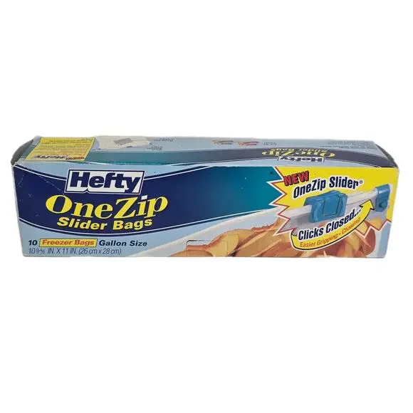 Vintage 1998 Hefty OneZip Slider‎ Freezer Bags – Collectible Packaging Srorage