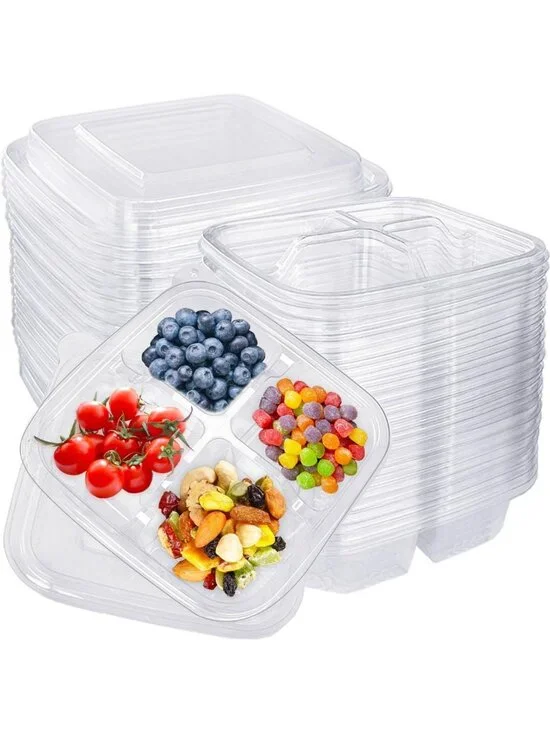 30 Pcs Bento Snack & Meal Prep Containers | 4 Compartment Food Storage for